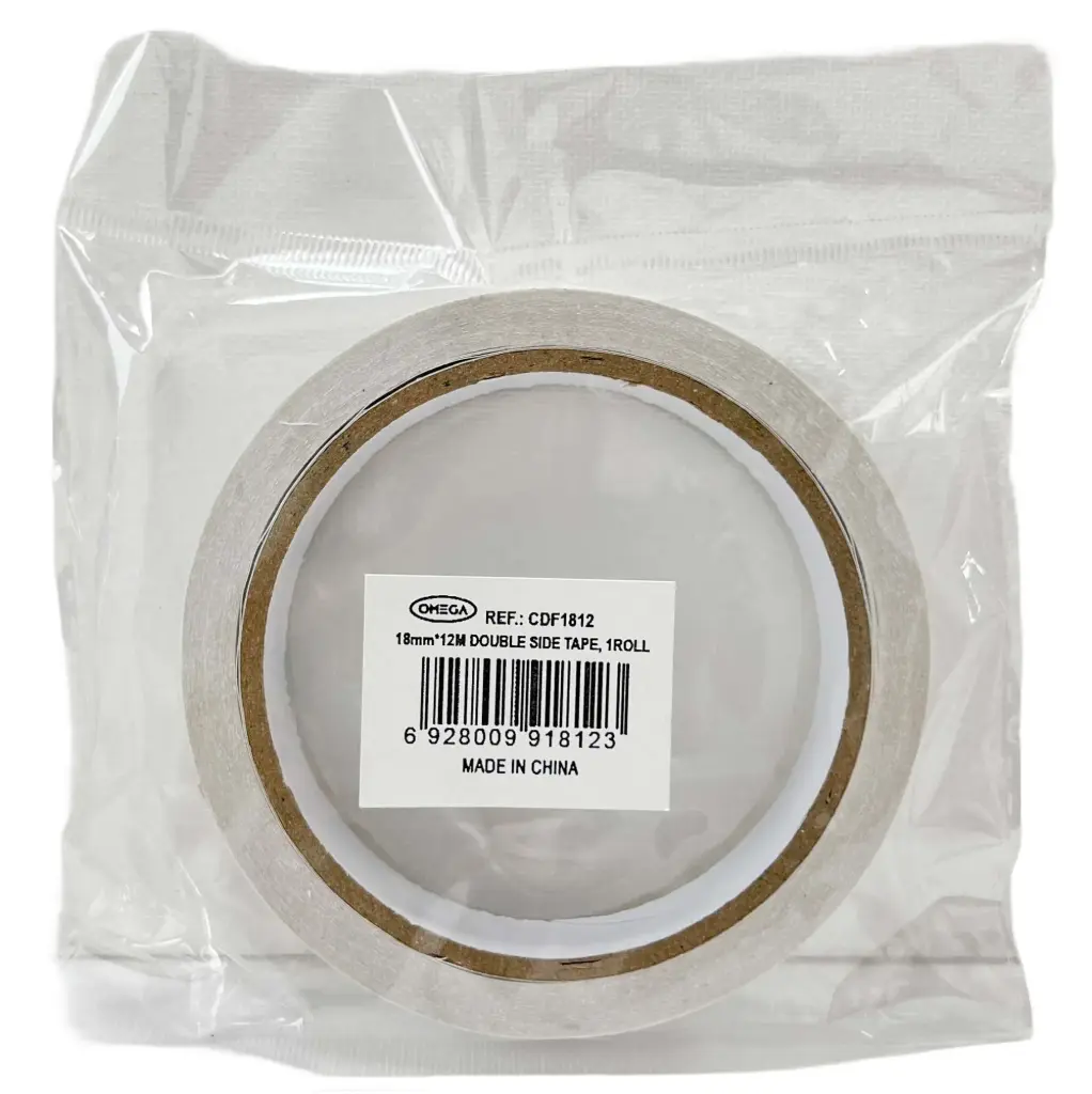 Cinta doble faz omega.  18mm x 12Mts