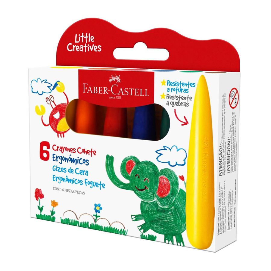 Crayon ergonómico cohete x6. Faber Castell Little creatives