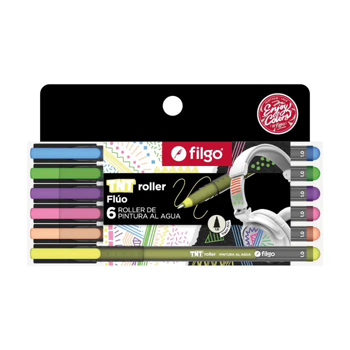 FILGO BOLIGRAFO TNT ROLLER 1.0 - PINTURA AL AGUA FLUO. PACK X6