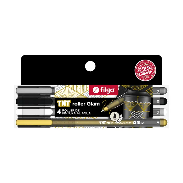 FILGO BOLIGRAFO TNT ROLLER 1.0 - PINTURA AL AGUA GLAM. PACK X4