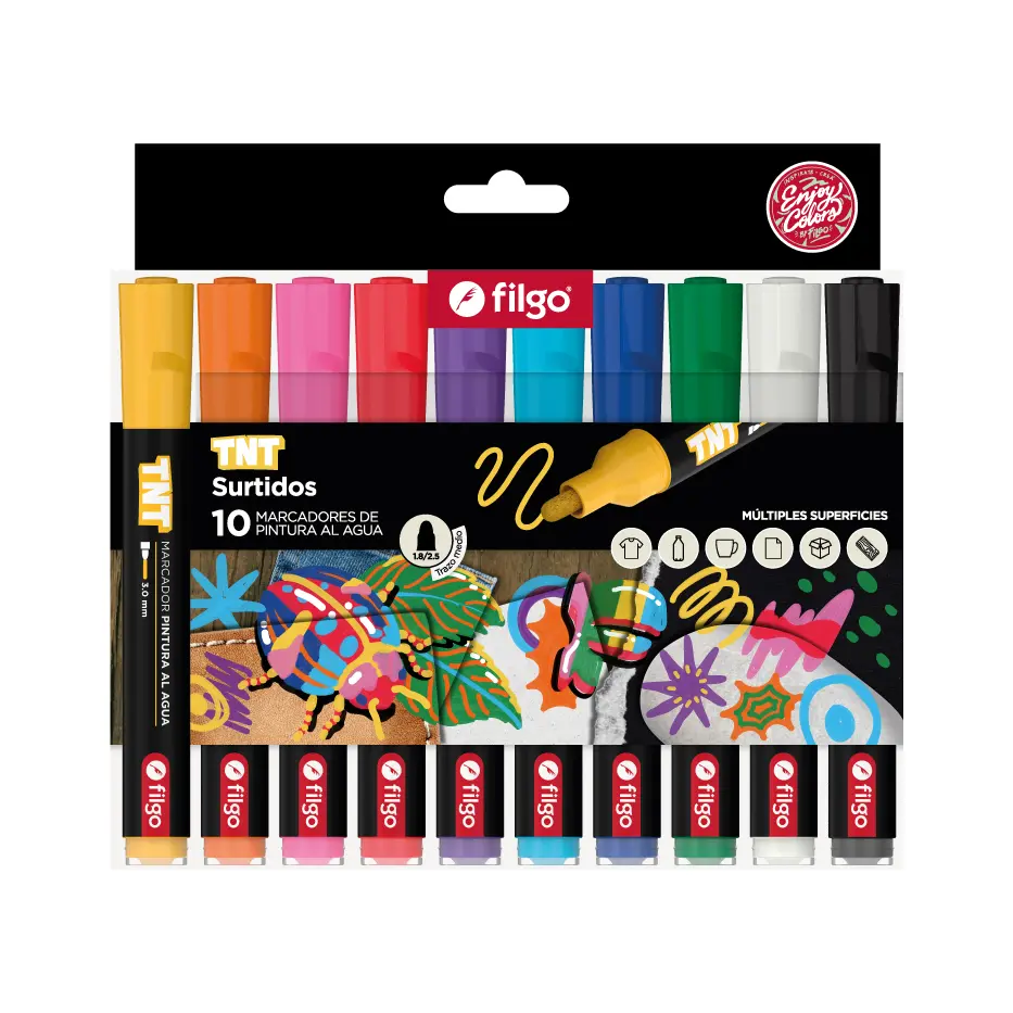 FILGO MARCADOR ACRILICO TNT 3.0 ESTUCHE X10 SURTIDO