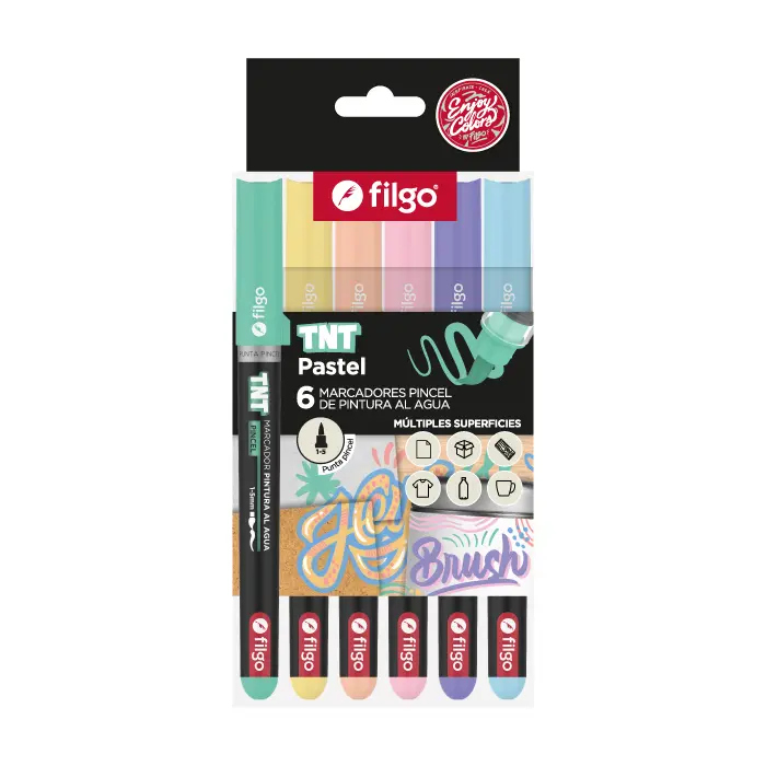 MARCADOR TNT BRUSH PASTEL SURTIDO X6 FILGO