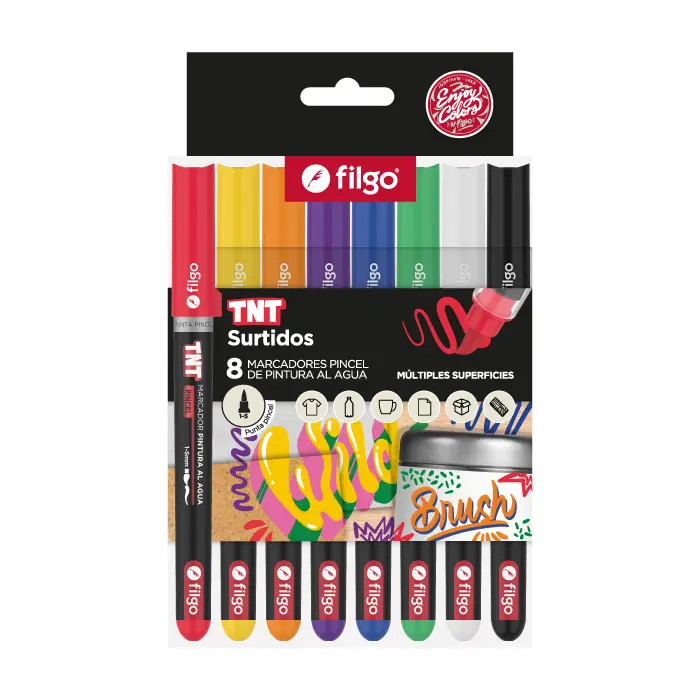 MARCADOR TNT BRUSH SURTIDO X8 FILGO