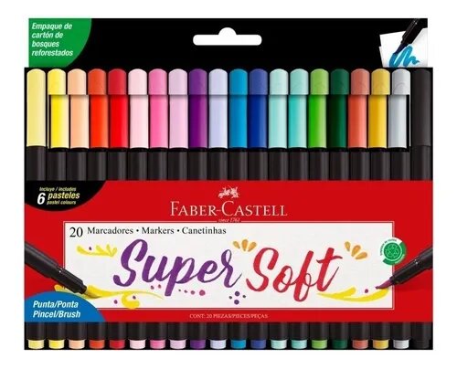 [3131] MARCADORES BRUSH PEN SUPERSOFT FABER CASTELL. X20