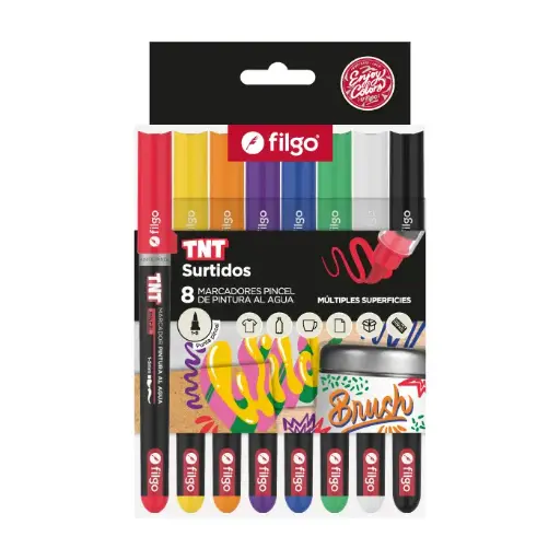 MARCADOR TNT BRUSH SURTIDO X8 FILGO