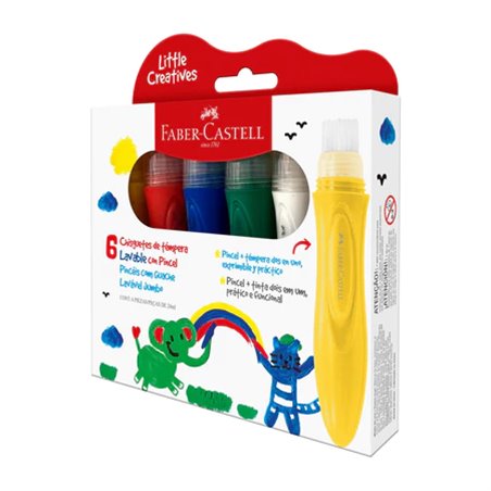 [1313] PINCEL CON TEMPERA X6 FABER CASTELL - LITTLE CREATIVES