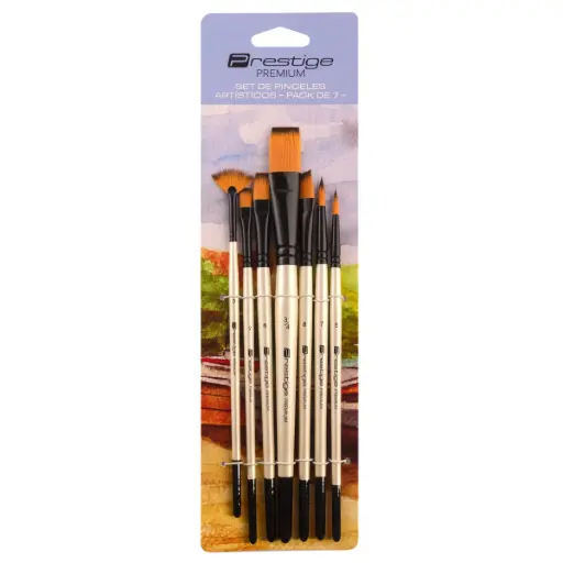 Set de 7 pinceles PRESTIGE "PREMIUM"  sintéticos - cabo corto