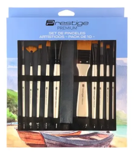 Set de 10 pinceles PRESTIGE "PREMIUM"  sintéticos - cabo corto 